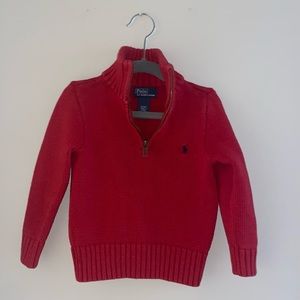 Polo Ralph Lauren Toddler Boys Quarter Zip Red Sweater - Size 3T